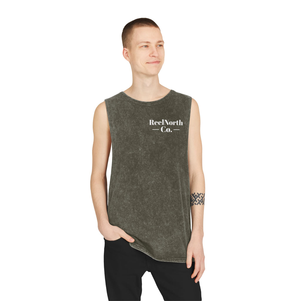 Keep It Reel Head North Tank — Fishing Mountain Stonewash Tank Top