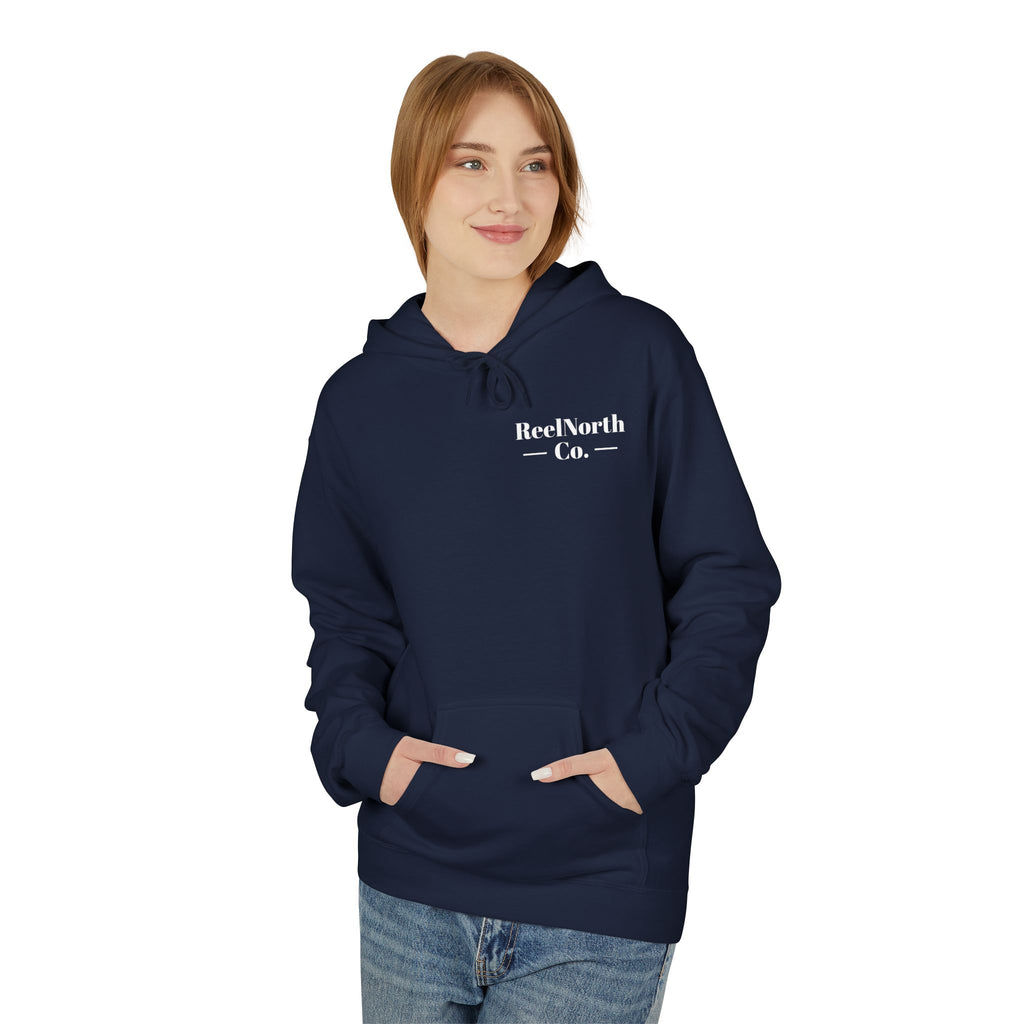 Fishing Hoodie — "Reel North Co. From First Light To Last Light" Pullover