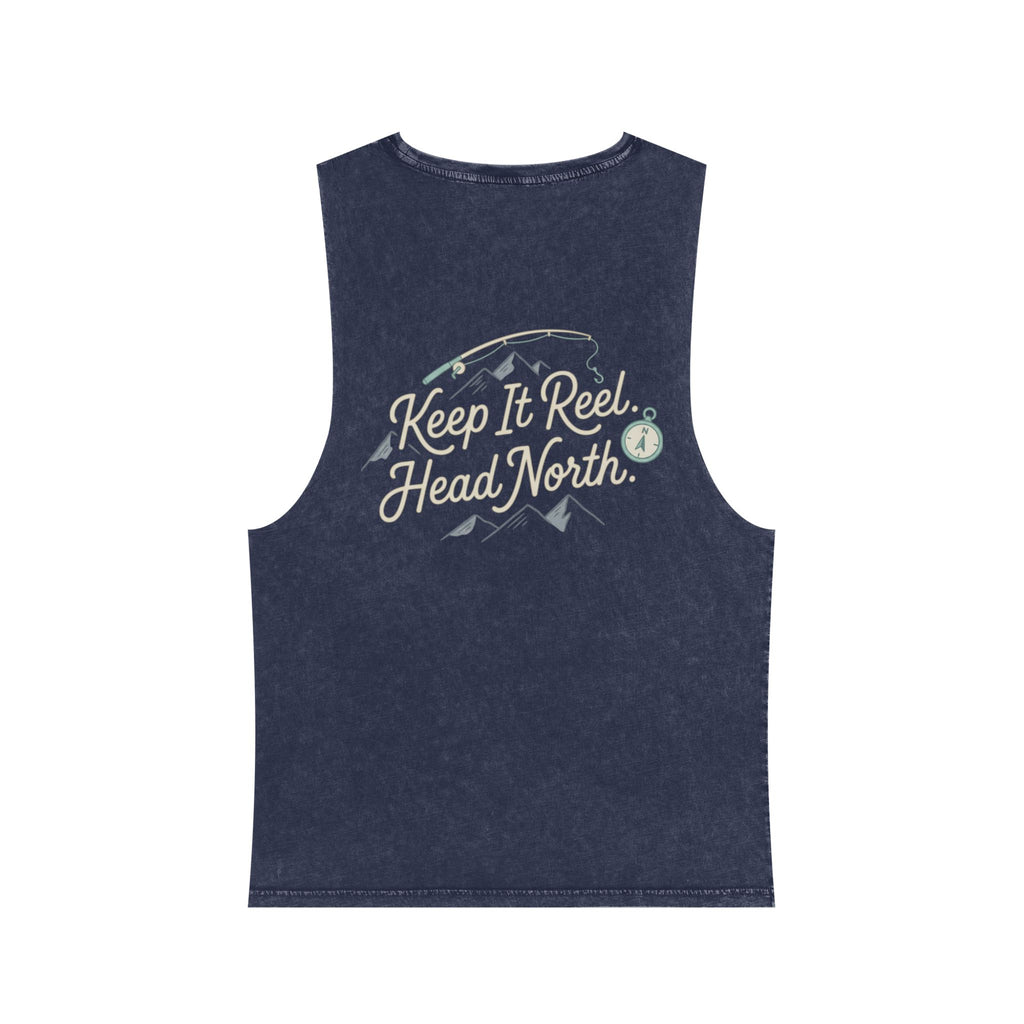 Keep It Reel Head North Tank — Fishing Mountain Stonewash Tank Top