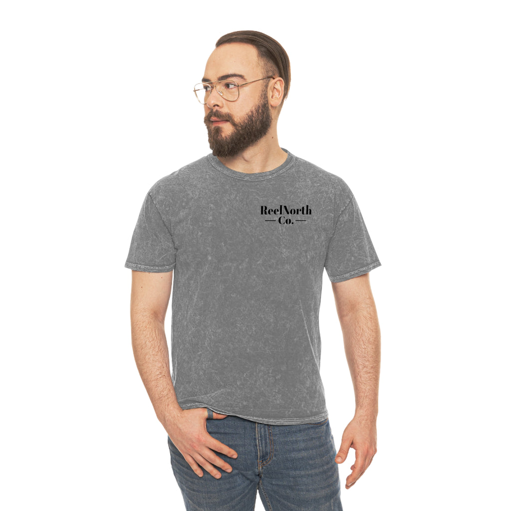 Fishing T-Shirt — "Live To Set The Hook, Never Miss The Strike" Mineral Wash Tee
