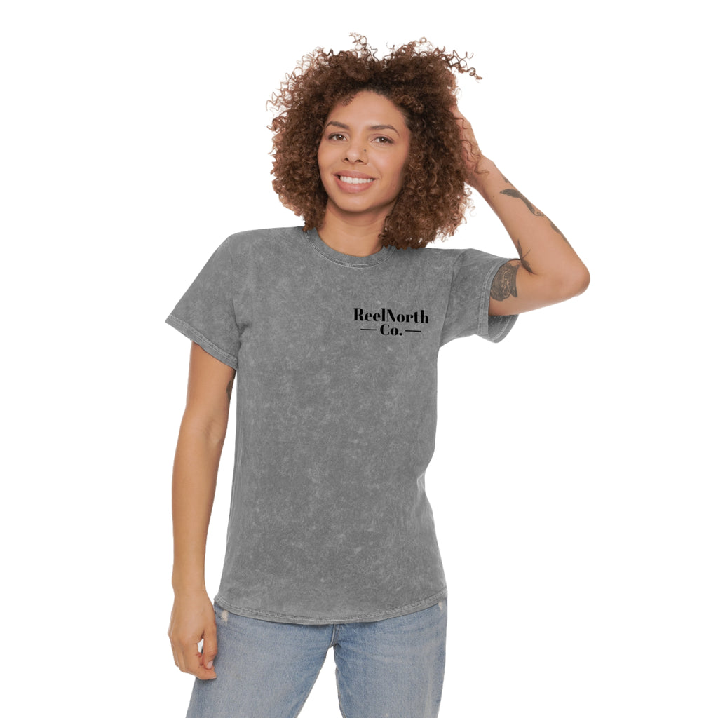 Fishing T-Shirt — "Live To Set The Hook, Never Miss The Strike" Mineral Wash Tee