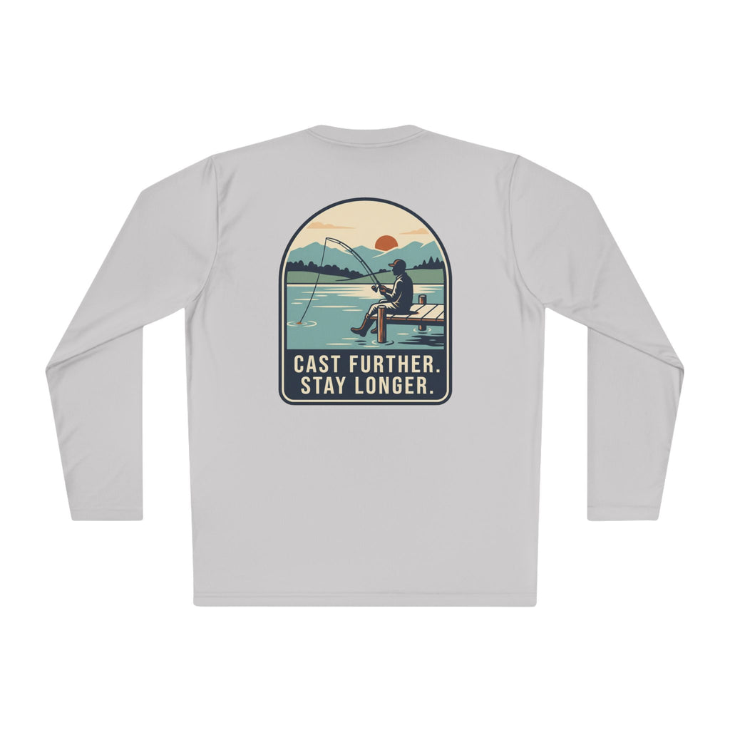 Cast Further, Stay Longer Long Sleeve Tee — ReelNorth Co. Fishing Graphic