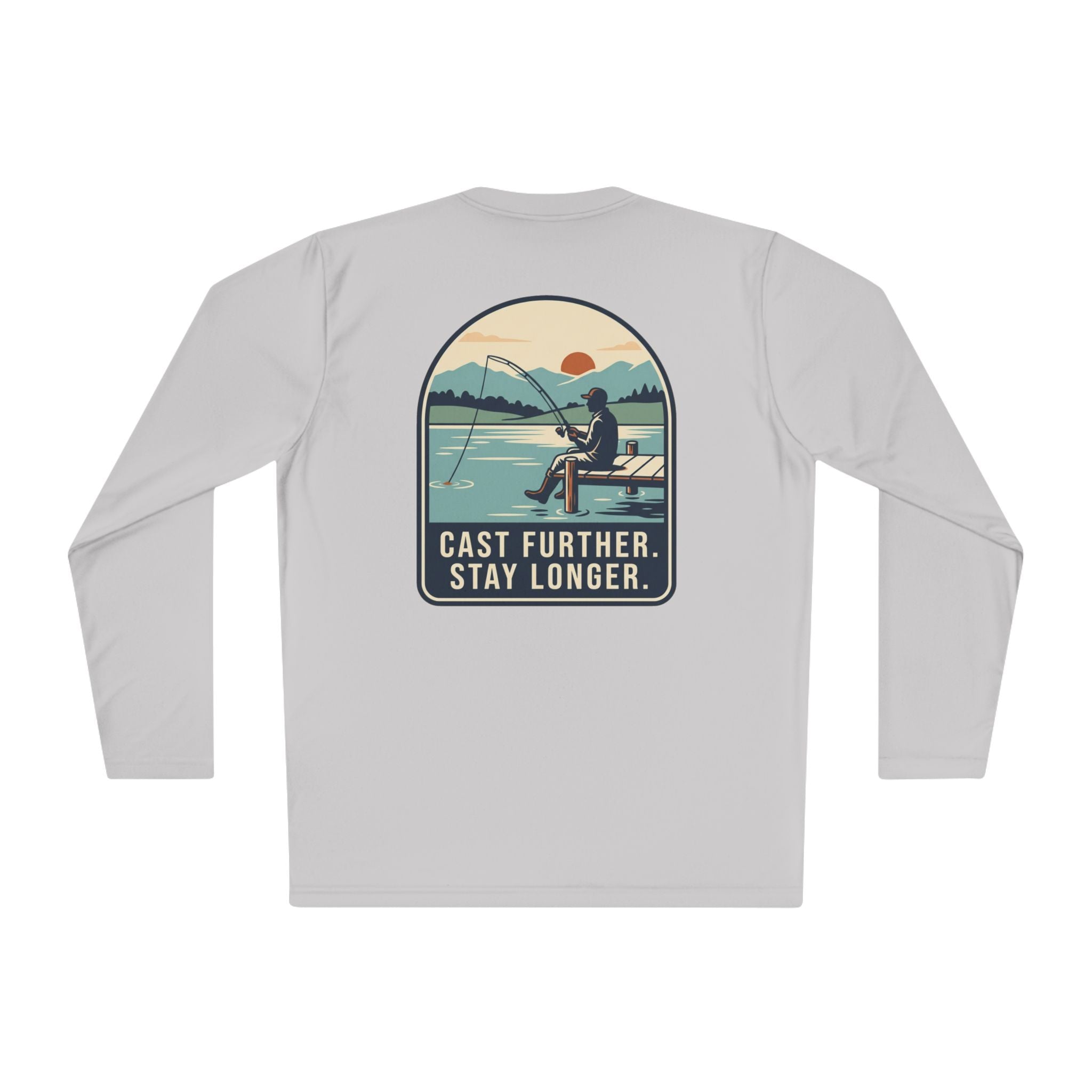 Cast Further, Stay Longer Long Sleeve Tee — ReelNorth Co. Fishing Graphic