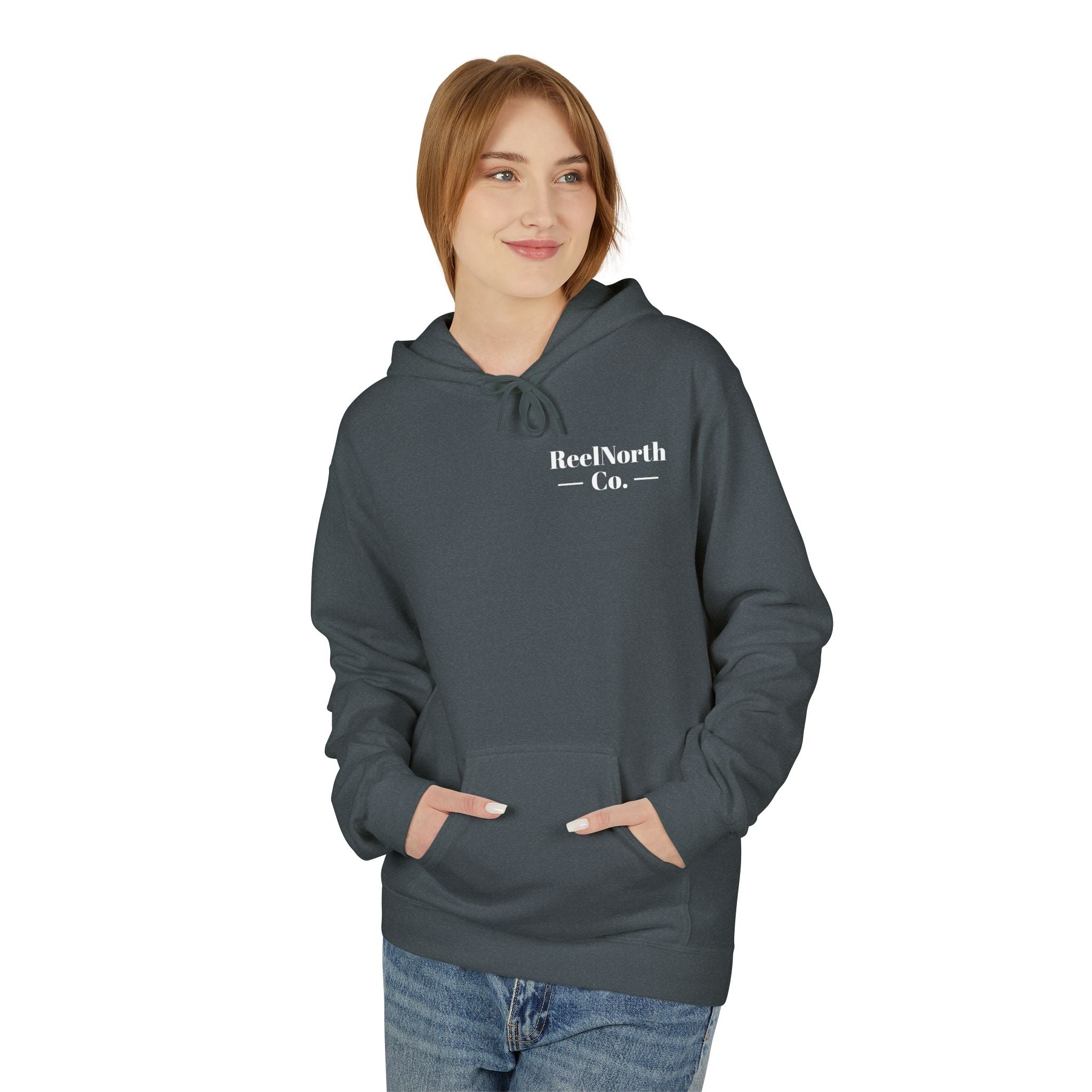 Fishing Hoodie — "Reel North Co. From First Light To Last Light" Pullover